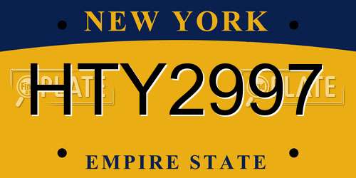 HTY2997 New York License Plate