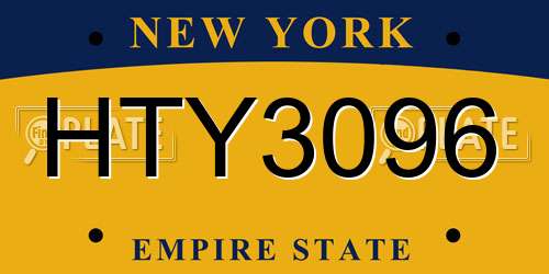 HTY3096 New York License Plate