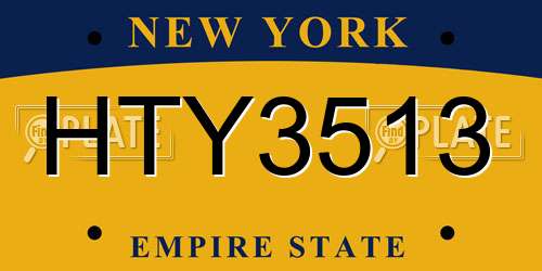 HTY3513 New York License Plate
