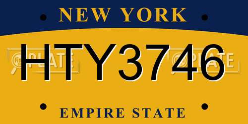 HTY3746 New York License Plate