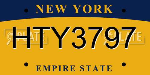 HTY3797 New York License Plate
