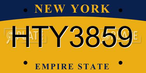 HTY3859 New York License Plate