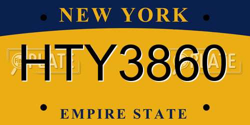 HTY3860 New York License Plate