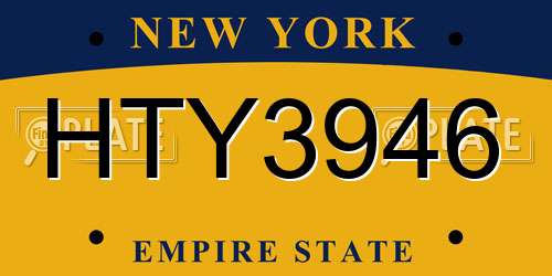HTY3946 New York License Plate