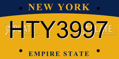 HTY3997 New York License Plate