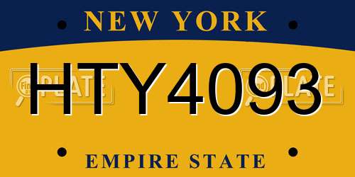 HTY4093 New York License Plate