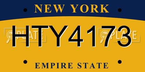 HTY4173 New York License Plate