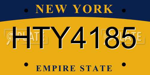 HTY4185 New York License Plate