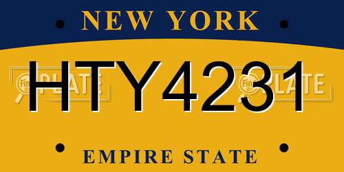 HTY4231 New York License Plate