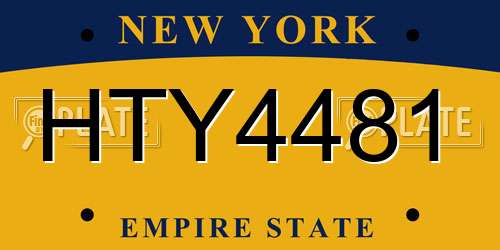 HTY4481 New York License Plate