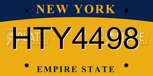HTY4498 New York License Plate