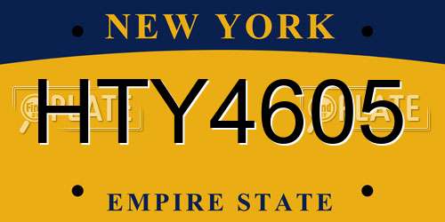 HTY4605 New York License Plate