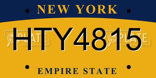 HTY4815 New York License Plate
