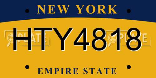 HTY4818 New York License Plate