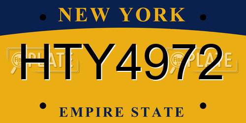 HTY4972 New York License Plate