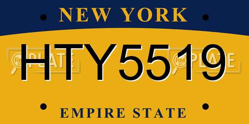 HTY5519 New York License Plate