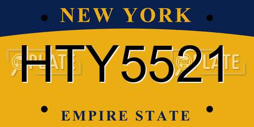 HTY5521 New York License Plate