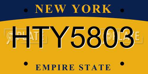 HTY5803 New York License Plate