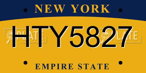 HTY5827 New York License Plate