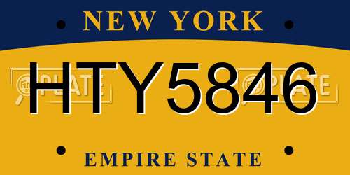 HTY5846 New York License Plate