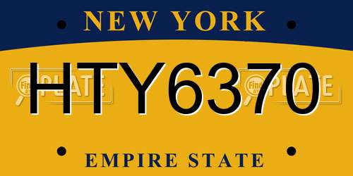 HTY6370 New York License Plate