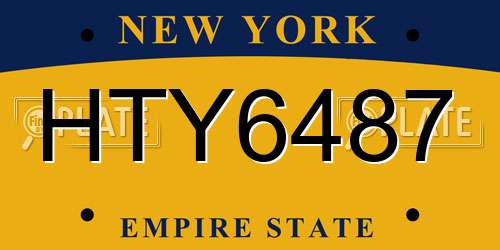 HTY6487 New York License Plate