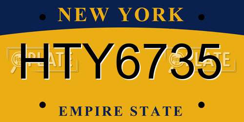 HTY6735 New York License Plate