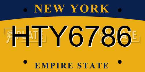 HTY6786 New York License Plate