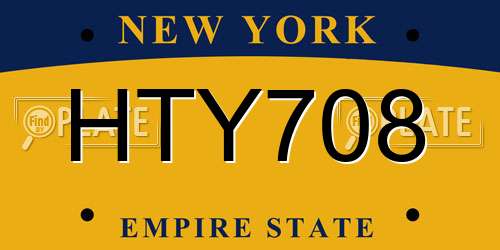 HTY708 New York License Plate