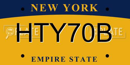 HTY70B New York License Plate