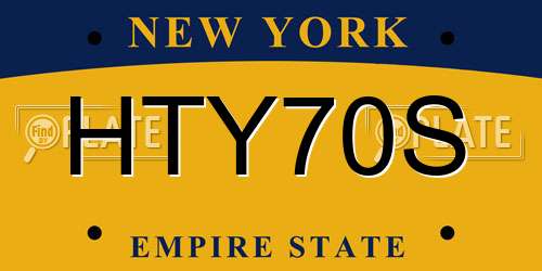 HTY70S New York License Plate