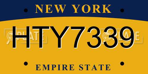 HTY7339 New York License Plate