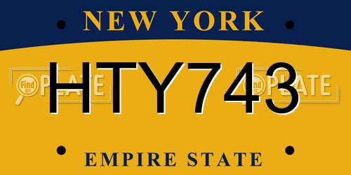 HTY743 New York License Plate