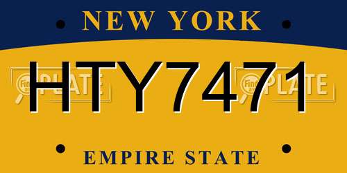 HTY7471 New York License Plate