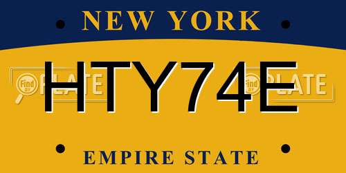 HTY74E New York License Plate