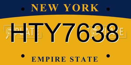 HTY7638 New York License Plate