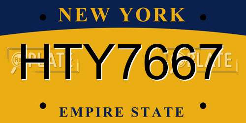 HTY7667 New York License Plate