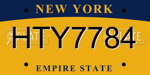 HTY7784 New York License Plate
