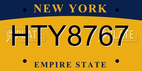 HTY8767 New York License Plate
