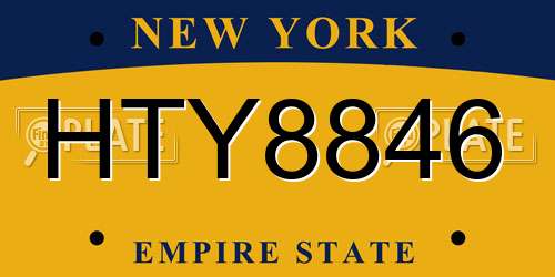 HTY8846 New York License Plate
