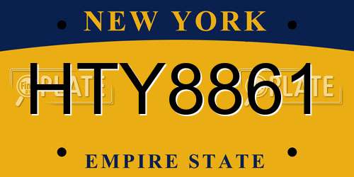 HTY8861 New York License Plate