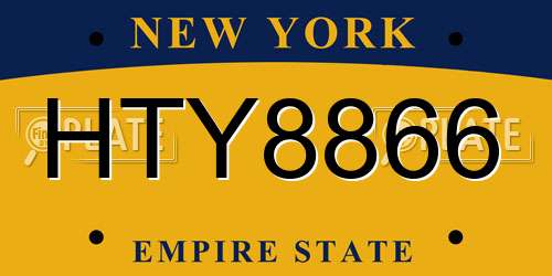 HTY8866 New York License Plate