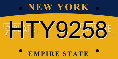 HTY9258 New York License Plate