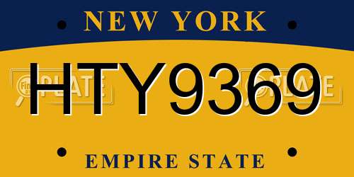 HTY9369 New York License Plate