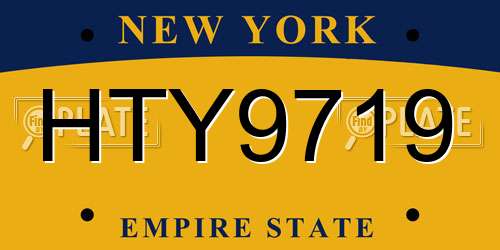 HTY9719 New York License Plate