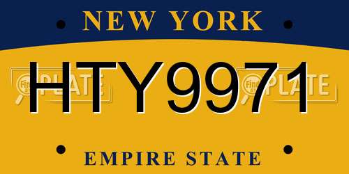 HTY9971 New York License Plate