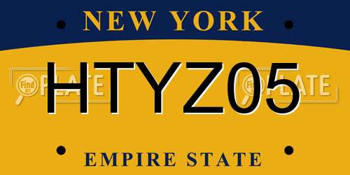 HTYZ05 New York License Plate