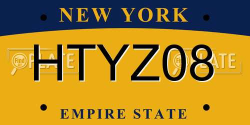 HTYZ08 New York License Plate