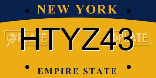 HTYZ43 New York License Plate