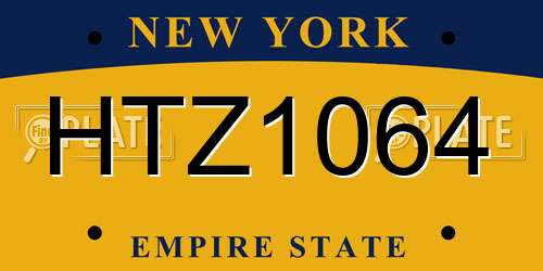 HTZ1064 New York License Plate